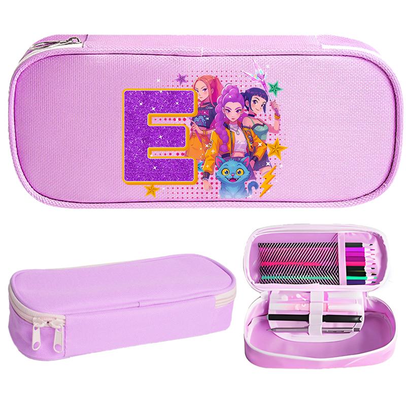 Kpop Demon Hunter Children Pencil Box Cartoon letter Student School Supplies Stationery Kids Penbag Pencilcase Kawaii Boys Gift