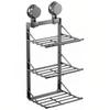 Kitchen Suction Cup Folding Storage Rack Household Multi-Layer Pot Rack Wall Mounted Storage Rack Carbon Steel Material
