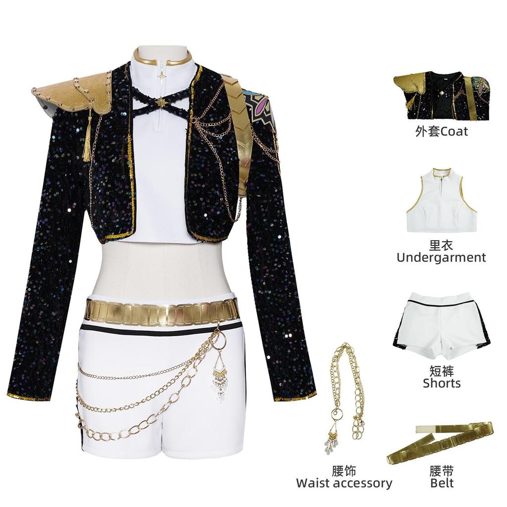 Руми Зои Мира Косплей K-pop Костюм Демона Охотники Женский Черный Золотой Костюм Саджа Мальчики Хэллоуин Ролевые Наряды