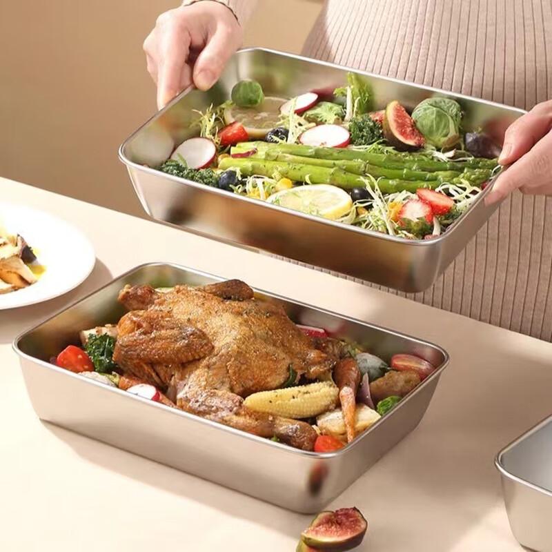 410 Stainless Steel Large Rectangular Dumpling Tray with Lid