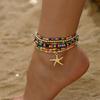 Bohemia Multilayer Rice Bead Anklet Set for Women Fashion Starfish Pendant Anklets Summer Sandy Beach Ankle Chain On Leg Jewelry