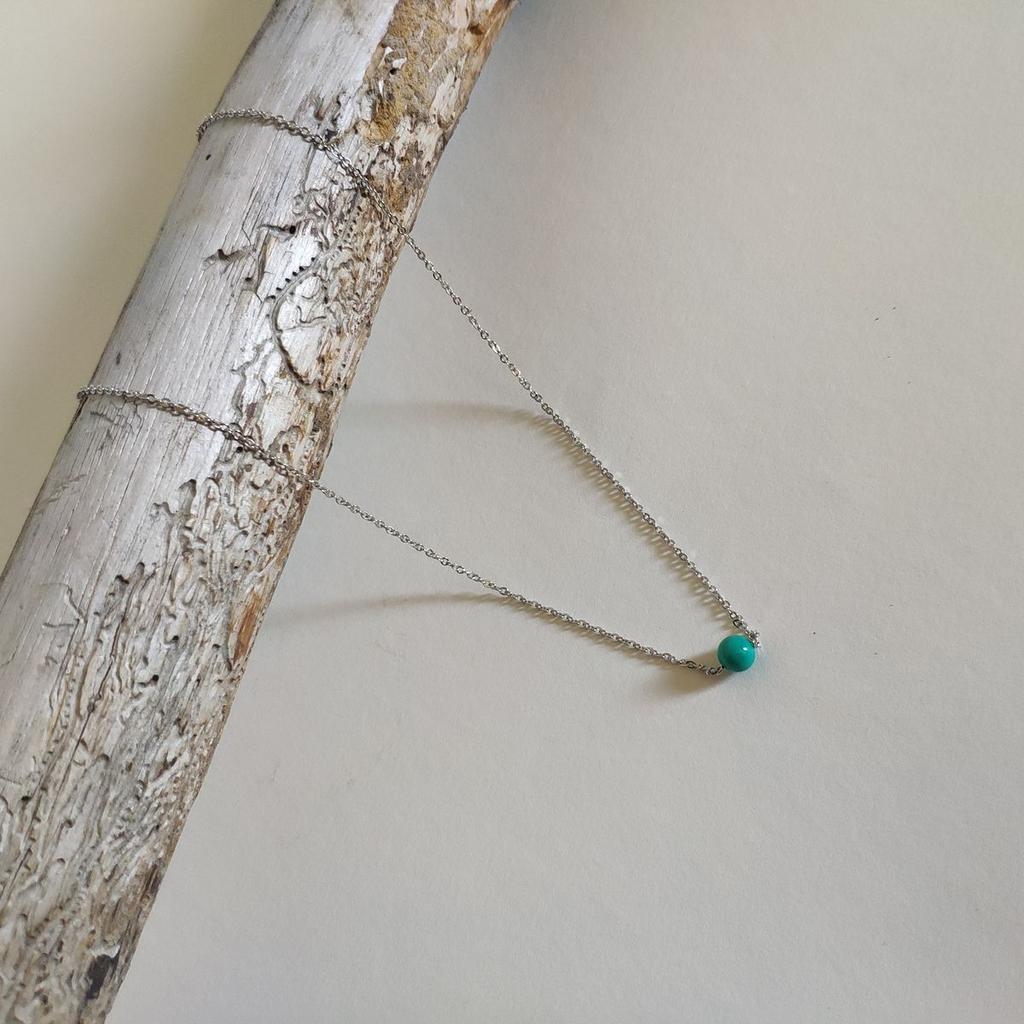 Серебряное колье с бирюзой, вес изделия 2,39 гр (2146872)