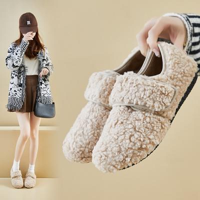 Женские зимние теплые флисовые мокасины тапочки короткие зимние сапоги нескользящие туфли на плоской подошве для женщин с подкладкой из искусственного меха для дома и улицы тапочки обувь