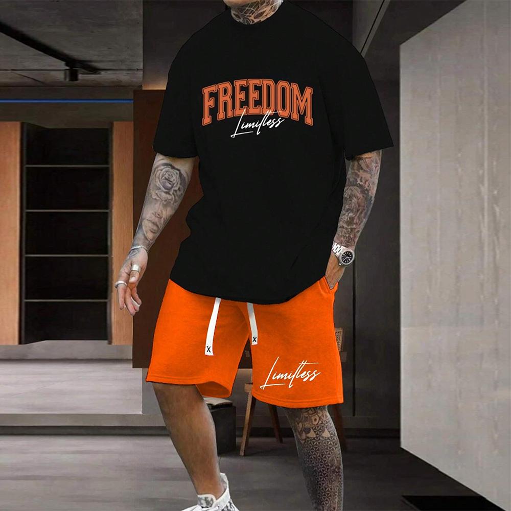 Летний модный мужской комплект в стиле Y2K, очень большой мужской свободный топ, освежающий и дышащий комплект для путешествий и отдыха