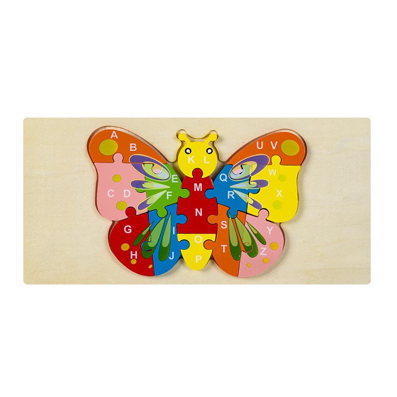 Kids Educational Wooden Animal Digital 3d Puzzle Early Learning Toy