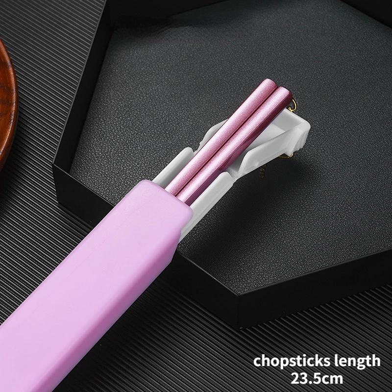 304 Stainless Steel Chopstick Lunch Tableware Travel Portable Chopsticks With Storage Box Holder Dinnerware Kitchen Accessories