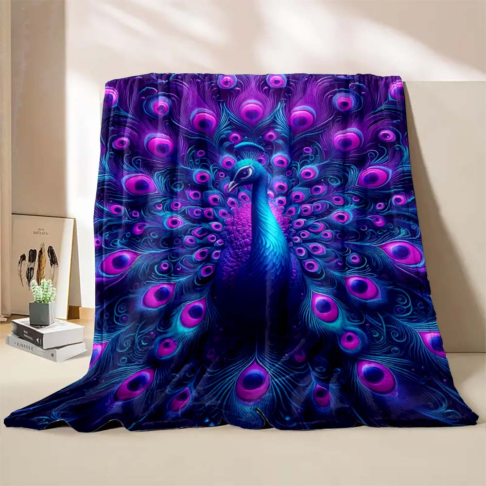 6 Sizes Peacock Art Print Blanket Warm Soft Comfortable Home Travel Blanket Sofa Office Bedding Throw Blanket Gift Large Size