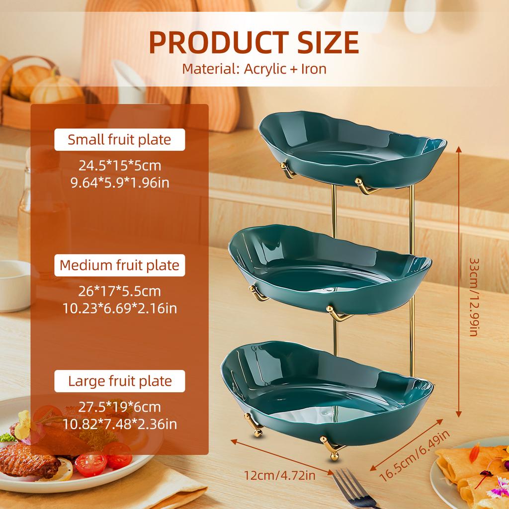 Фруктовая чаша для вечеринки на кухонной стойке, 3-х уровневая акриловая корзина для фруктов с сервировочными мисками и металлической подставкой, многоуровневое хранение сервировочных мисок