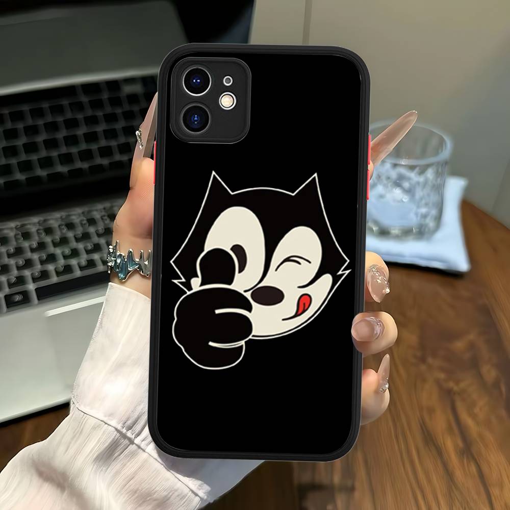 Anime Cartoon F-felix The Cute Cat Phone Case For IPhone 14 11 12 13 Mini Pro Max 8 7 Plus X XR XS MAX Translucent Matte Cover
