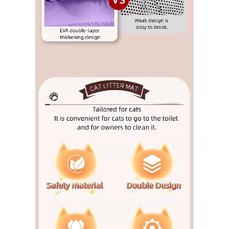 Purple Cat Litter Mat Double Layer Pet Non Slip Big Pet Litter Box Filter Mat Wear Resistant Waterproof Anti-slip Cat Litter Mat