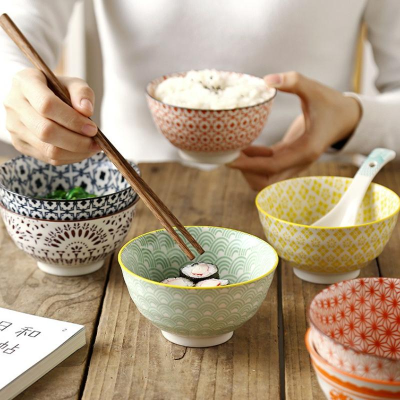 4,5-дюймовая керамическая пиала для риса в японском стиле, посуда, бытовая кухонная, ресторанная, круглая, противоожоговая, для лапши, супа, 2025 новинка