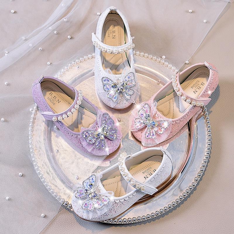 Autumn 2025 Korean Style Glossy Princess Girls' Closed-Toe Soft Sole Shoes for Stage Performance