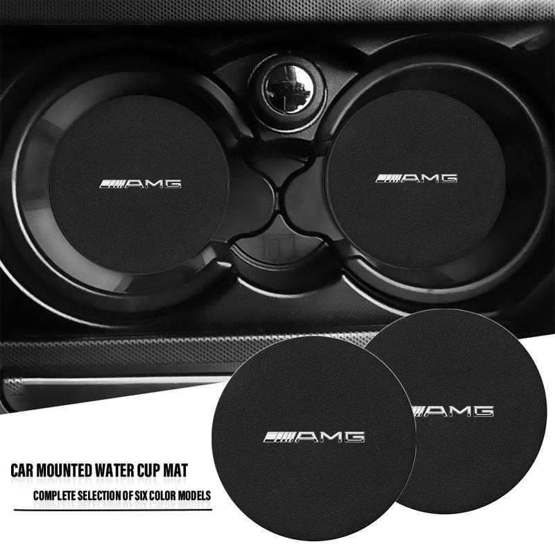 Car Styling Auto Coaster Water Cup Slot Non-Slip Mat Pad For Mercedes Benz AMG GLC GLE CLA W204 W205 W203 W211 W212 W213