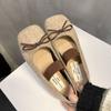 Женские трендовые туфли-балетки с бантом Мэри Джейн с квадратным носком 2025 Зима Новые Лолита Балетные Повседневные Туфли Модные Платье Zapatillas Mujer