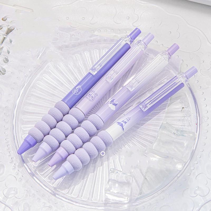 4pcs Cute Gel Pen Fashon American Styel Black 0.5mm Gel Pen Soft Pen Handle Pen Kawaii Stationery Pen Lovely Student Supplies