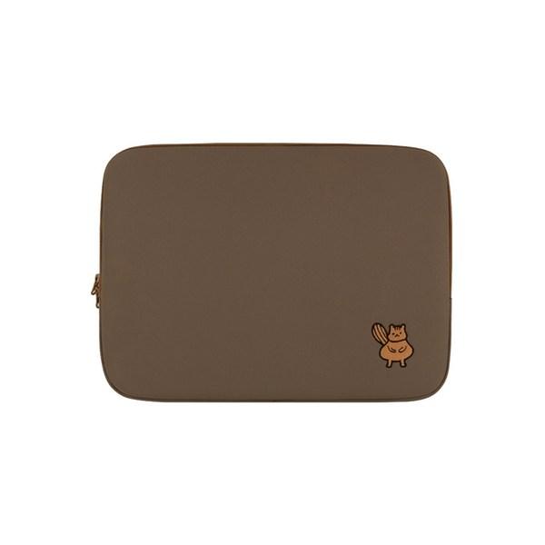 All New Frame Embroidery Pocket Squirrel Laptop Pouch, Khaki Brown
