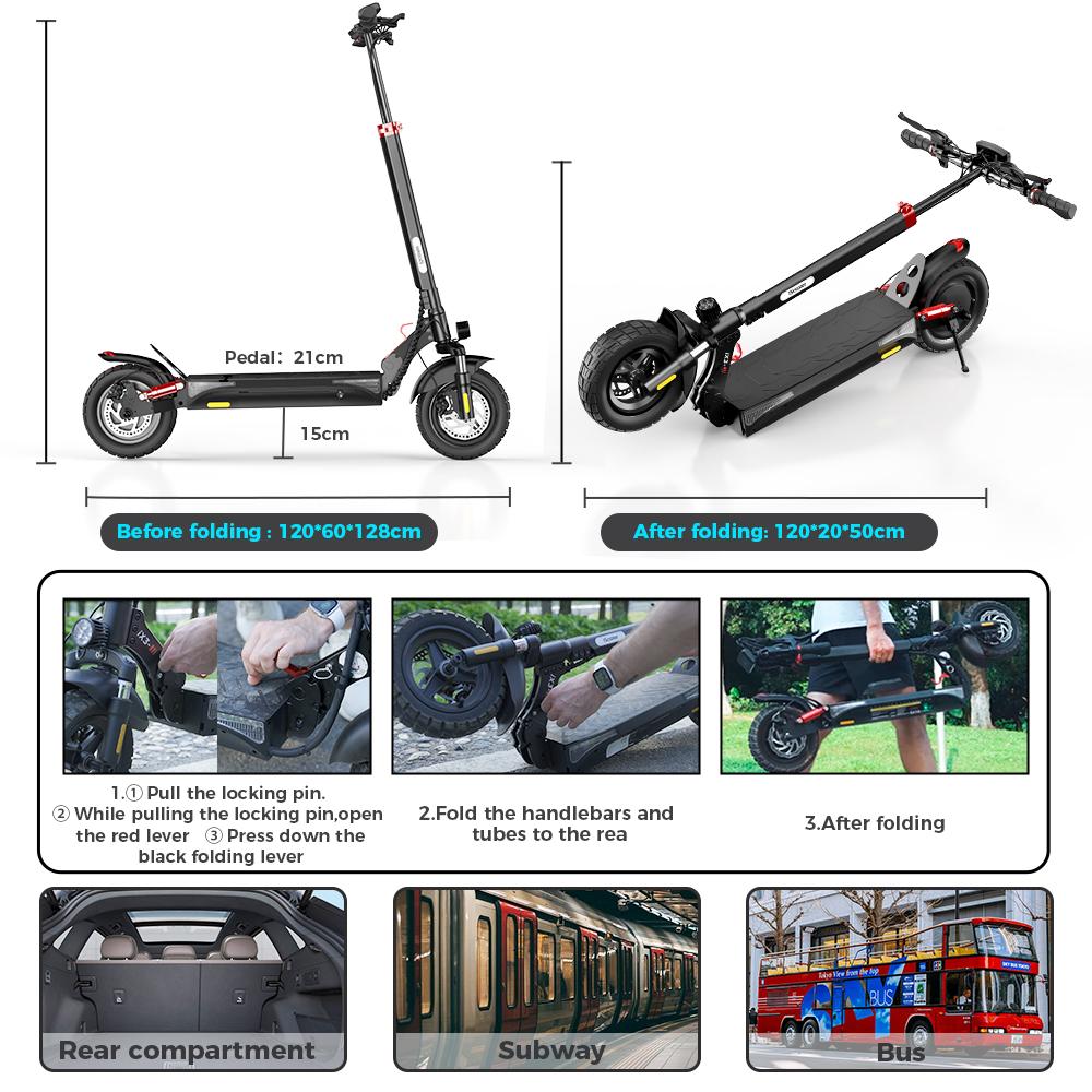 iScooter iX3 Electric Scooter, 10" Tires 800W Motor 48V10Ah Lithium Battery Max Speed 40km/h Max Range 40km Off-road Scooter