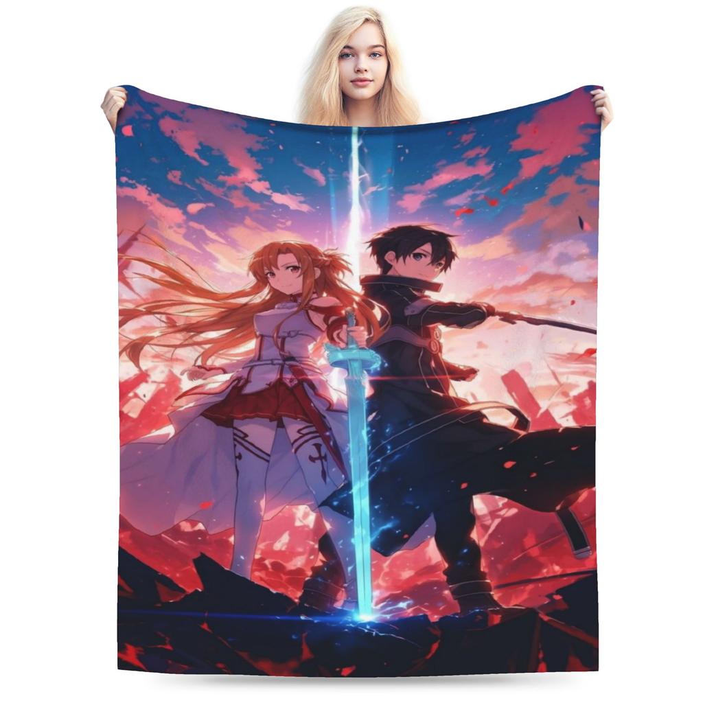 Sword Art Online Кирито Асуна Пледы Ультрамягкий Флис Уютный Подарок Плед Плюшевое Тонкое Одеяло