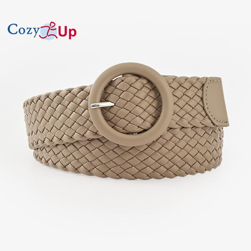 Круглый кожаный ремень цвета конфет с пряжкой для сумки, широкий, женский, универсальный, тканый ремень для одежды