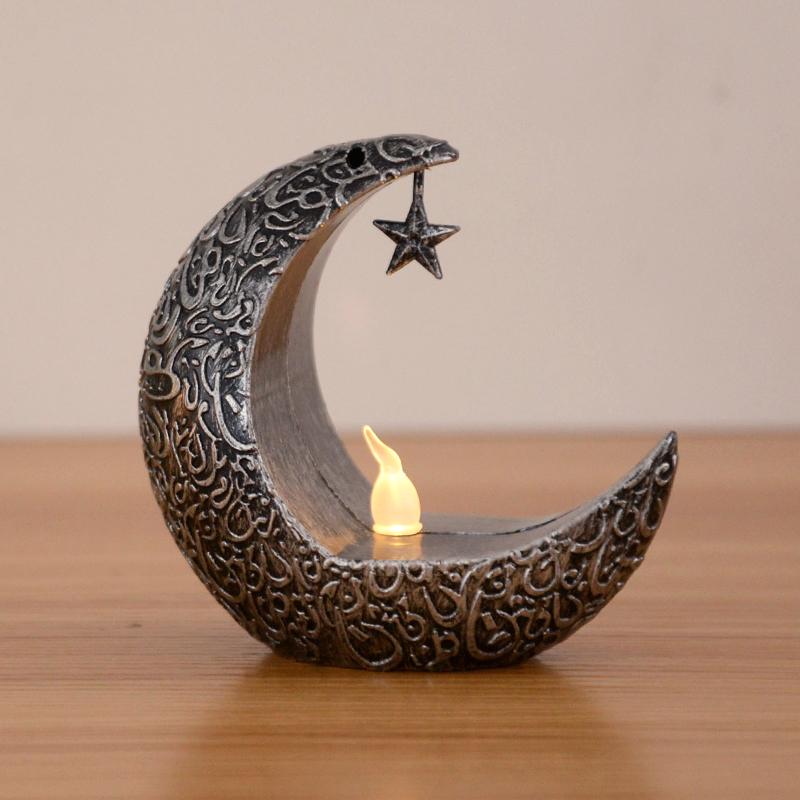 Светодиодная свеча Eid Mubarak, украшения в виде луны и звезды, 2025 Рамадан Карим, украшение для дома, подарок на Ид аль-Адха, фестивальные принадлежности для вечеринки
