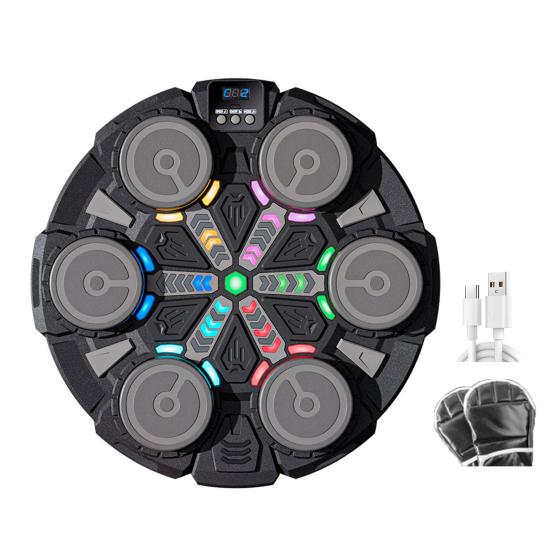 Музыкальный боксерский тренажер с перчатками, настенный, режимы скорости, регулируемый электронный боксерский тренажер, мишень, светодиодная подсветка, боксерская груша, оборудование для домашних тренировок