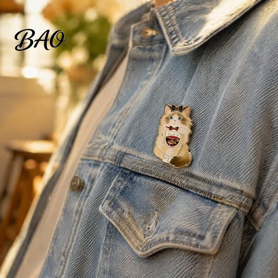 Легкий Эмалевый Значок Мультяшный Красное Вино Кот Брошь, Котёнок Булавка На Лацкан Булавка, Для Пиджаков Рюкзаков Одежды Декоративный Аксессуар для Женщин Мужчин Любителей Брошь
