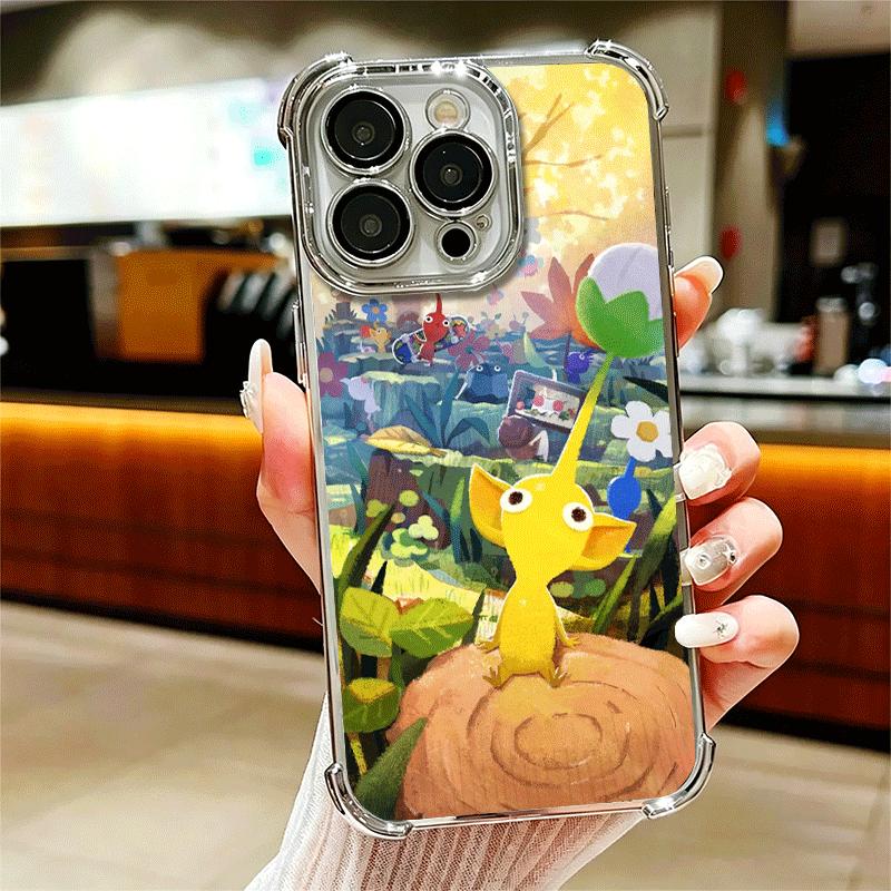 P-Pikmins Cute Game Soft Phone Case For iPhone 15 16 17 Air 14 Pro Max 16E Plus 13 12 Mini Plating Anti-Fall Fundas
