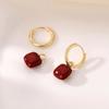 Style Jewelry Accessories Ear Buckle Small Huggie Earrings Women Hoop Earrings Wine Red Earrings