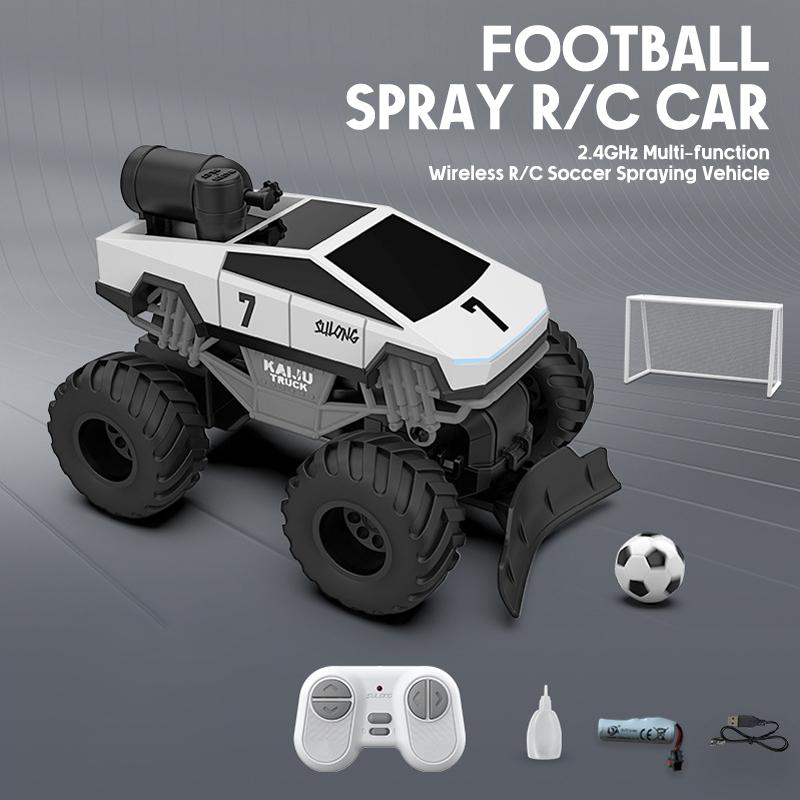 1/24 2.4G Радиоуправляемый 4WD Футбольный Автомобиль Со Спреем и Светом 360° Вращение Детские Игрушки Пульт Дистанционного Управления 5-канальный Футбольный Транспорт Мальчики Рождественские Подарки