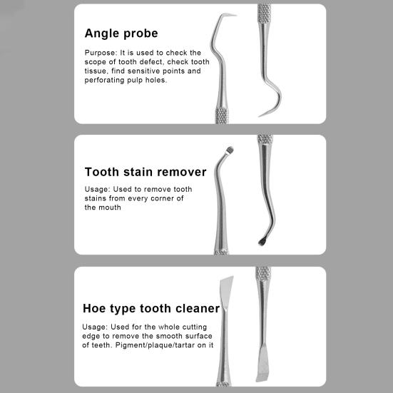 6 шт., набор стоматологических инструментов из нержавеющей стали с футляром, стоматологическое зеркало, скребок для зубов, очиститель, средство для удаления зубного налета, инструменты для ухода за полостью рта