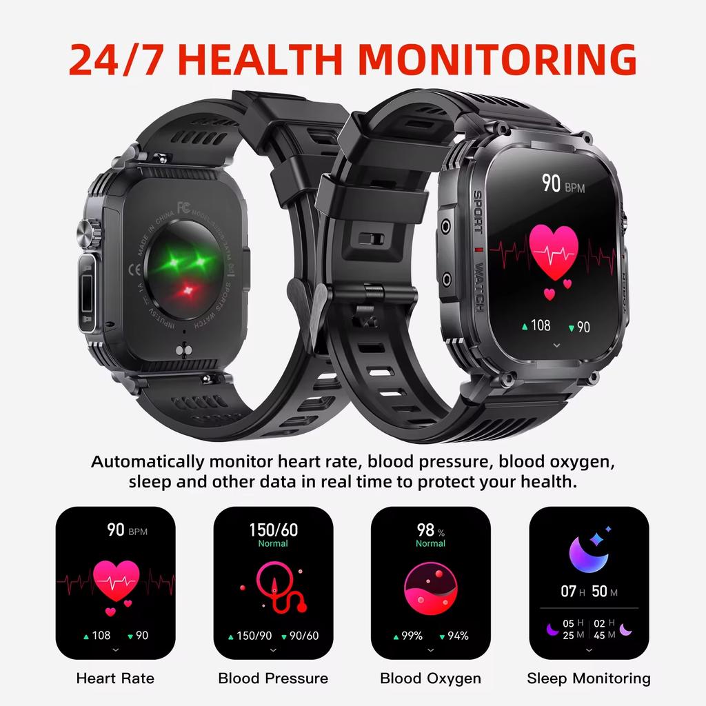 2.02Inch Smartwatch S320b With Led Lighting 30m Waterproof 400mah Compass Tft Sports Outdoor Fitness Tracker Smartwatch for Men