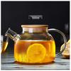 Heat-Resistant Glass Tea Set: Large Capacity Cold Water Pitcher with Short Spout and Bamboo Lid