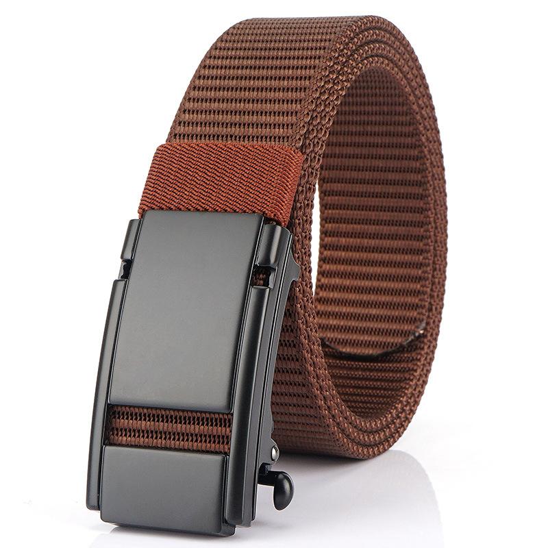 Новый мужской ремень для поездок на работу с автоматической пряжкой из нейлона, универсальный двухслойный толстый ремень для отдыха на природе
