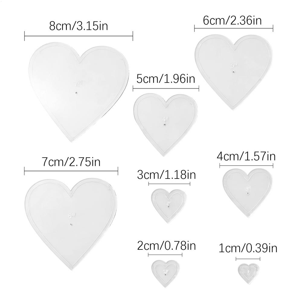 Heart Sewing Template 8 Pieces Acrylic fabric Quilting Measuring Tape Sewing Stencil For Cutting Patterns For Women Beginner