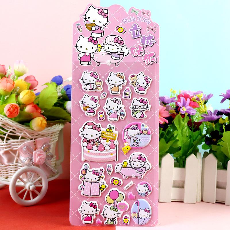 4Pcs Hello Kitty DIY Notebook Album Diary Handbook Decoration Scrapbook Planner 3D Bubble Stickers For School Student Stationer