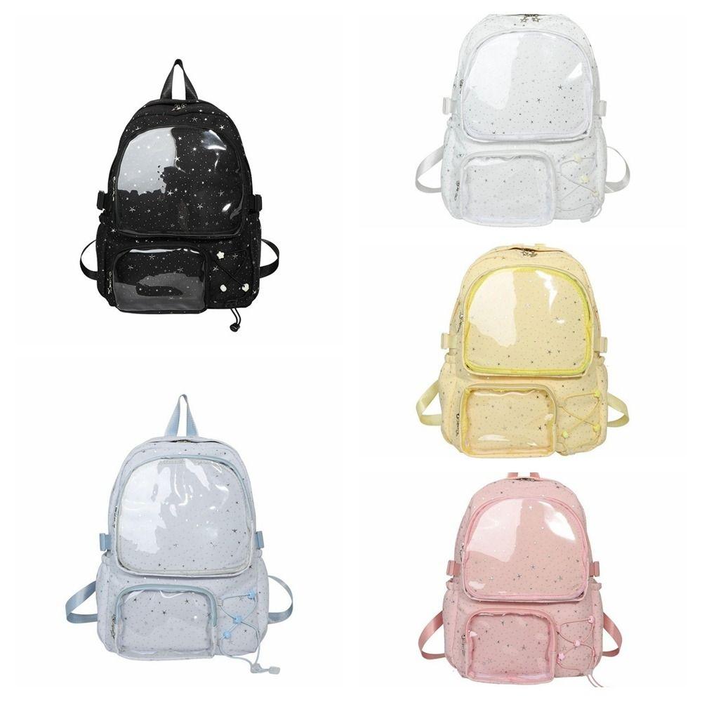 Oxford Cloth Star Backpack Print Transparent Itabag Casual Nylon Backpack  Women