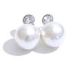 Retro Bezeled Imitation Pearls Screw-Back Dome Stud Earrings Stainless Steel Trendy Simple Charm Jewelry for Women Gift