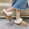 Зимние брендовые плюшевые хлопковые тапочки, женская обувь на плоской подошве, новые модные повседневные домашние замшевые шлепанцы на платформе на меху, теплые шлепанцы с открытой пяткой