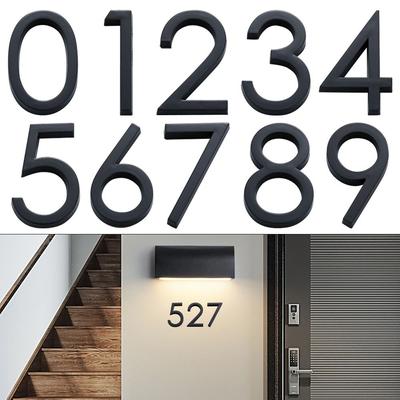 3D Black For Home Mailbox Hotel Address ABS Acrylic Number Plate Sign 0 To 9 Door Label Numeral Tag