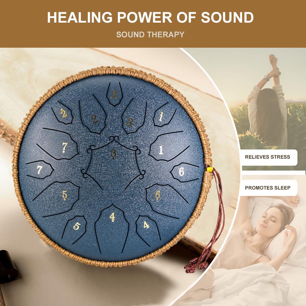 12 Inch D Tone Ethereal Drum Yoga Meditation Sound Healing 15 Notes Percussion Musical Instrument Child Beginner Hand Drum Acces