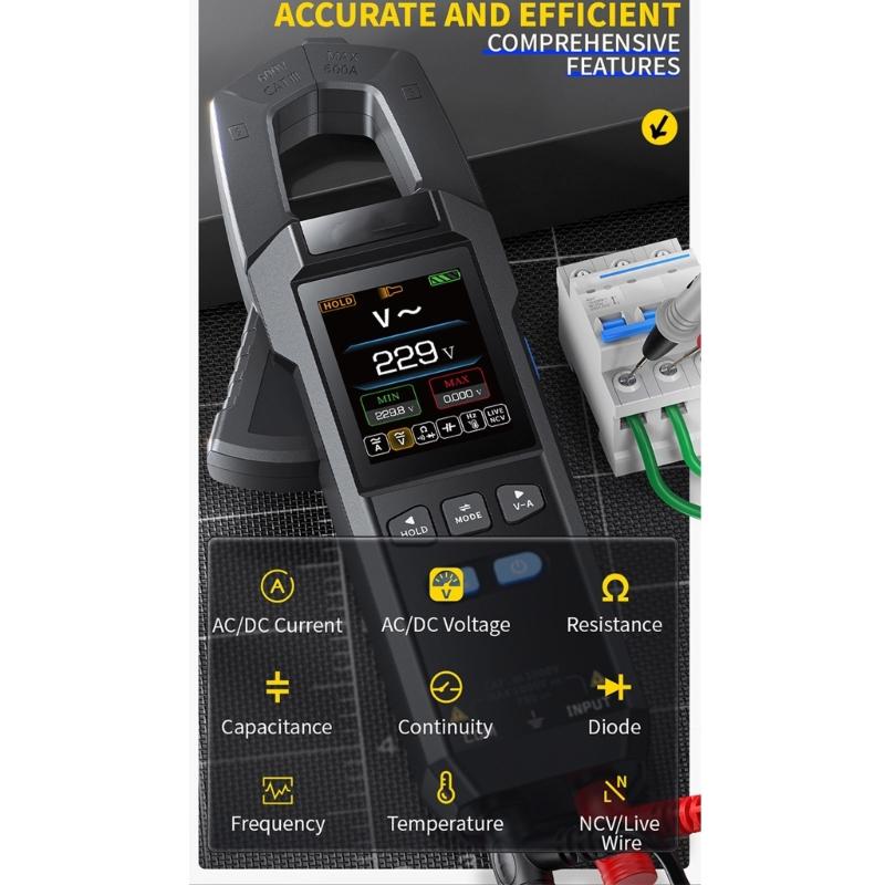 Digital Multimeter Measuring Diode Frequency with Brightness Adjustment Current Voltage Meter 10000 Counts Clamp Meter