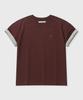 KIIMUIR [Crop] Contrast Roll-Up Crop Short Sleeve T-Shirt_Burgundy