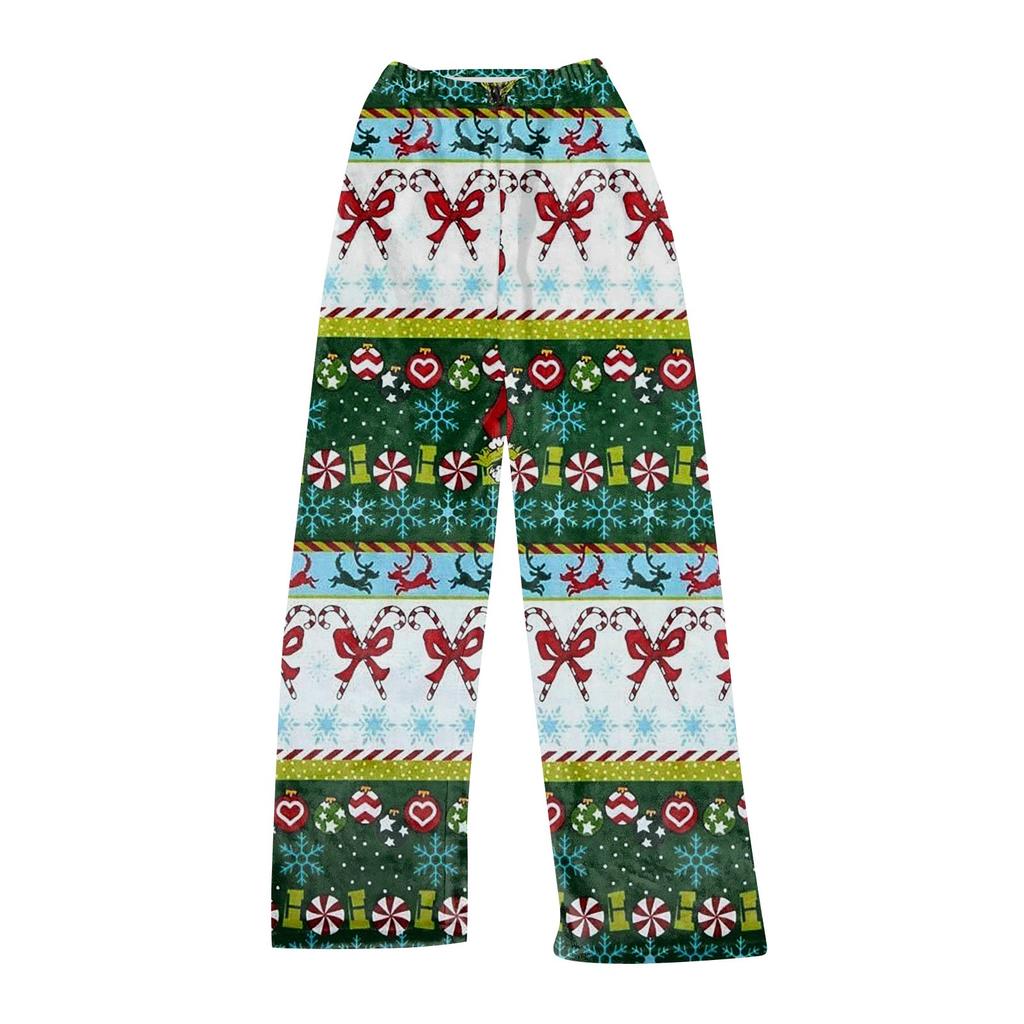 Women's Fashion Casual Christmas Printed Pants Plush Casual Pants