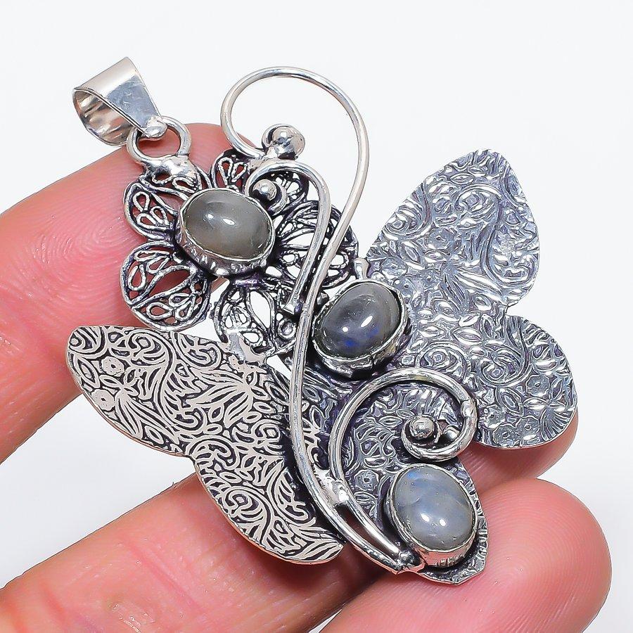 Натуральный камень лабрадорит 925 стерлинговое серебро ювелирный кулон 2,56" g5a75