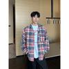 2024 Plaid Long Sleeve Shirt Japanese Hong Kong Style Ins Loose Shirt Boys Summer Trendy Versatile Casual Coat