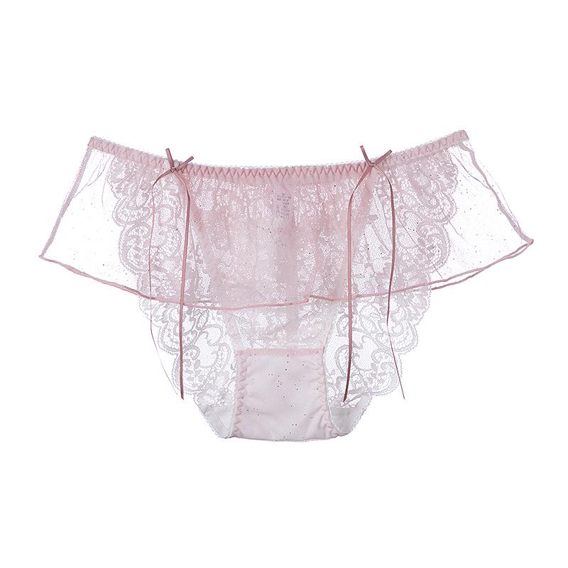 Perspective Sexy Mesh Lace Panties Mid Waist Triangle Women's Panties