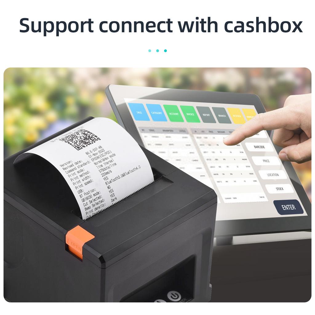 Чековый принтер USB + LAN, 80 мм, POS-принтер с автоматическим резаком, прямая термопечать на рабочем столе