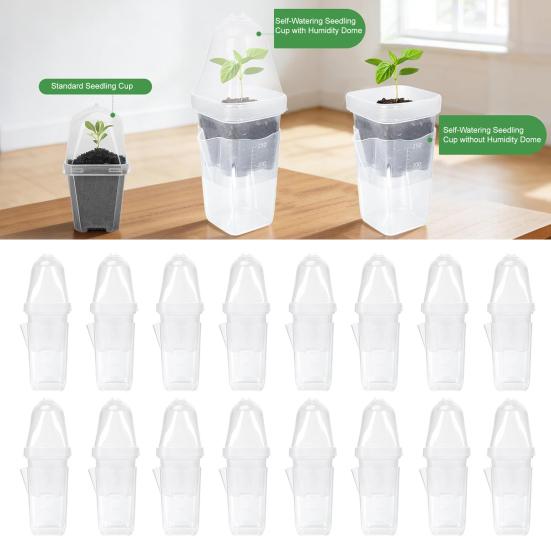 Впитывающий цветочный горшок с прозрачной двухслойной конструкцией 150 мл Глубокий резервуар для воды Регулируемое вентиляционное отверстие Купол для поддержания влажности Горшок для рассады