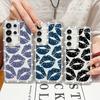 Мягкий силиконовый чехол с принтом в виде губ и ромбовидной рамкой для Samsung S25 Edge S24 FE S23 Ultra S22 A16 A56 A36 A15 A55 A35, прозрачный противоударный чехол для телефона
