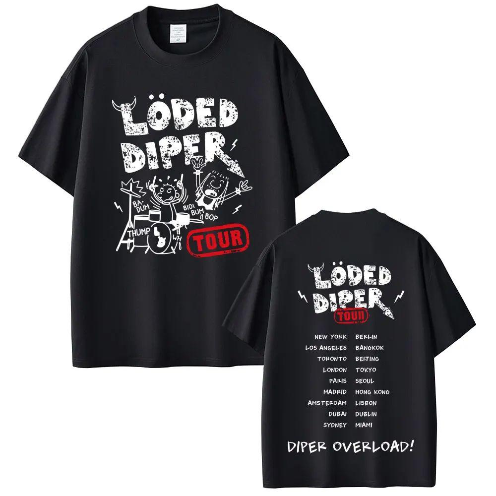 Vintage Rock Harajuku T Shirt Loded Diper Diper Overload Tour Tshirt Oversized Short Sleeve Casual Cotton Print T Shirts Unisex